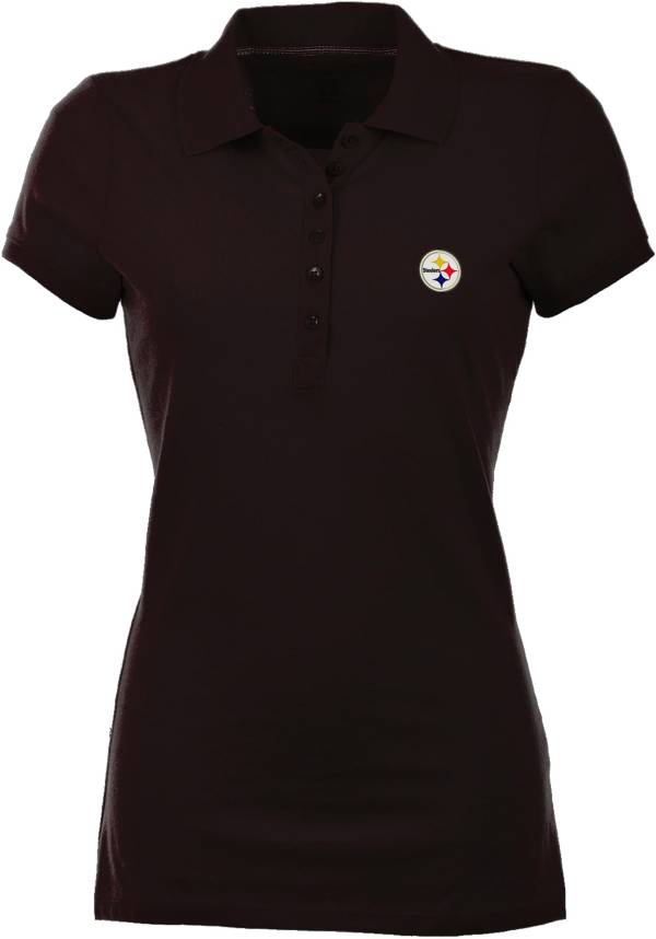 Antigua Women's Pittsburgh Steelers Black Spark Polo