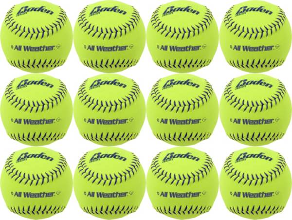Baden 11'' All-Weather Practice Softballs – 12-Pack