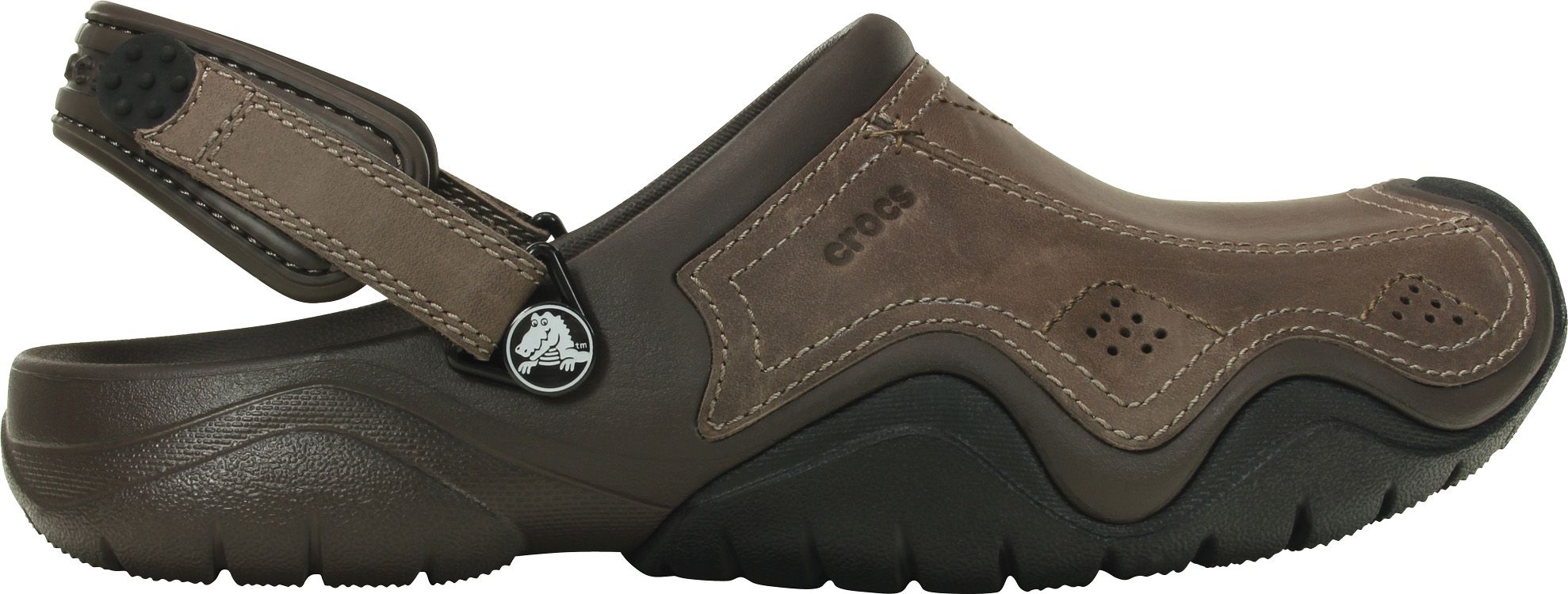 mens brown leather crocs