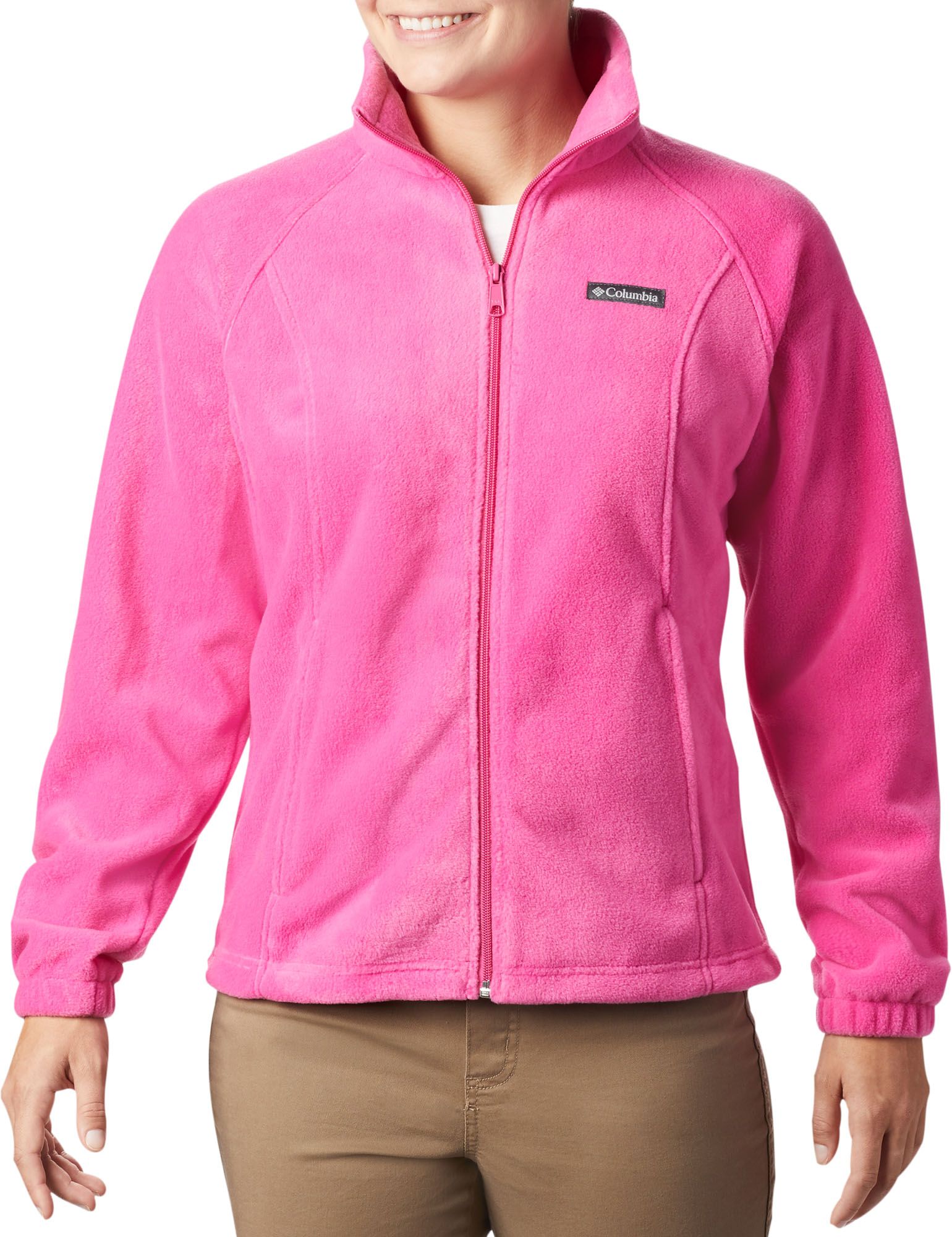 pink and black columbia jacket