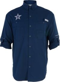 Men's Columbia Navy Dallas Cowboys Bonehead Team Button-Up Shirt