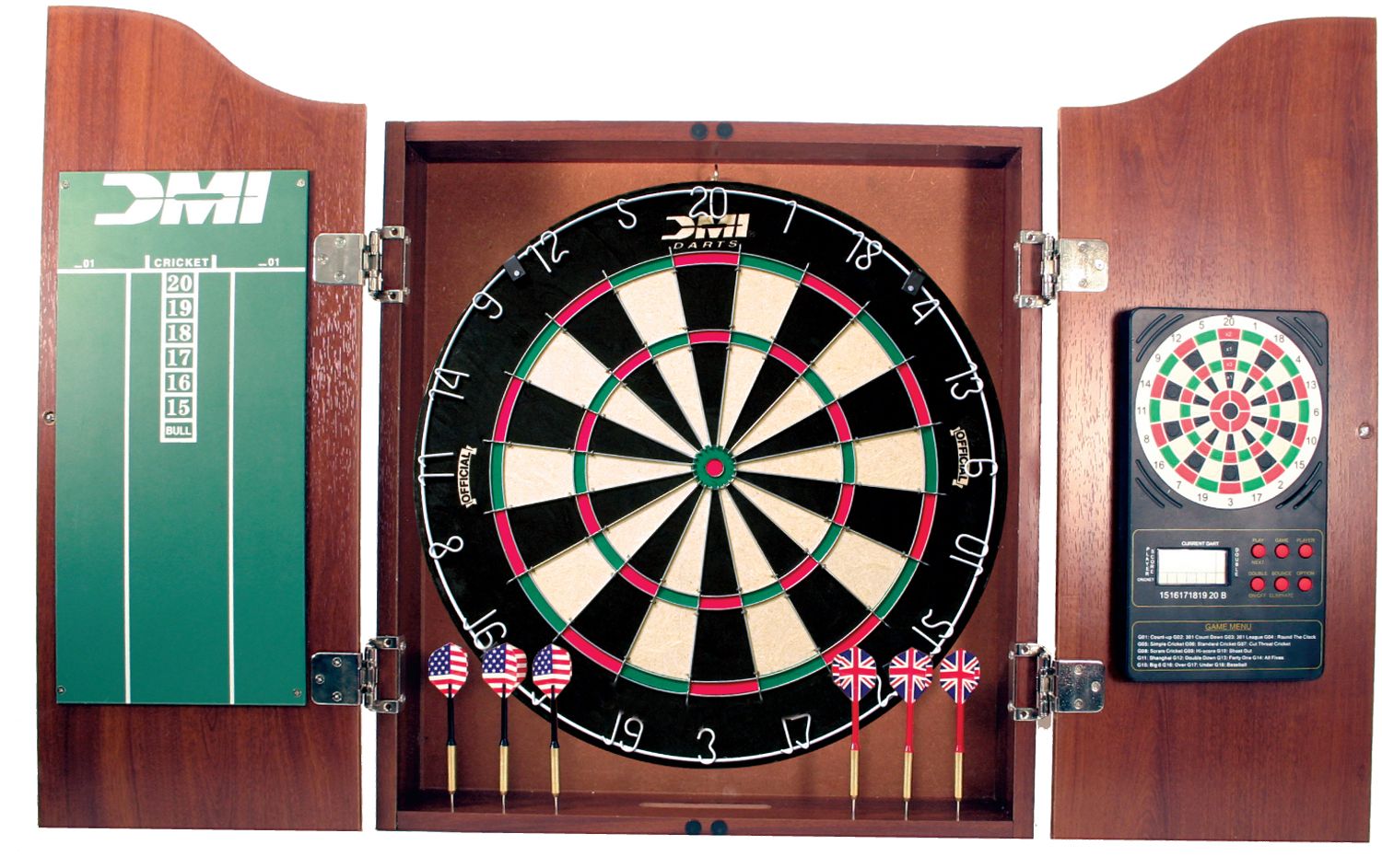 DMI Sports Deluxe E-Bristle Dartboard Cabinet Set product image