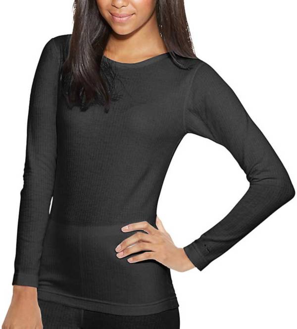 Black Thermal Long Sleeve Top, Women