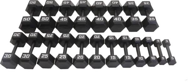 Fitness Gear Cast Hex 5 50 lb Dumbbell Set Dick s Sporting Goods