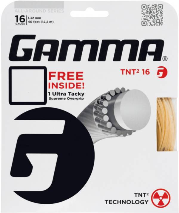 GAMMA TNT 16 Racquet String with Supreme Overgrip