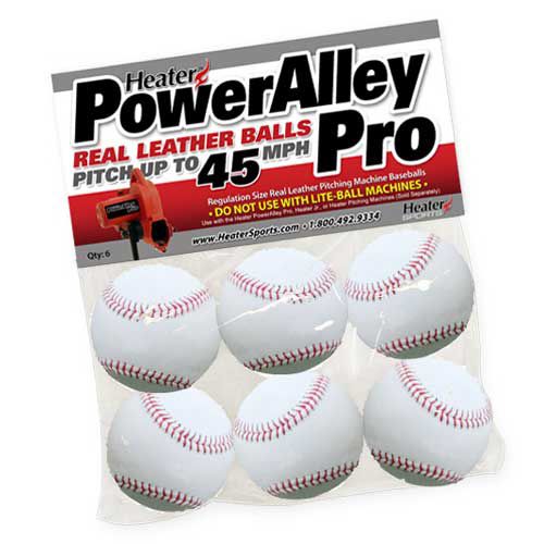Heater PowerAlley Pro Leather Pitching Machine Baseballs - 6 Pack