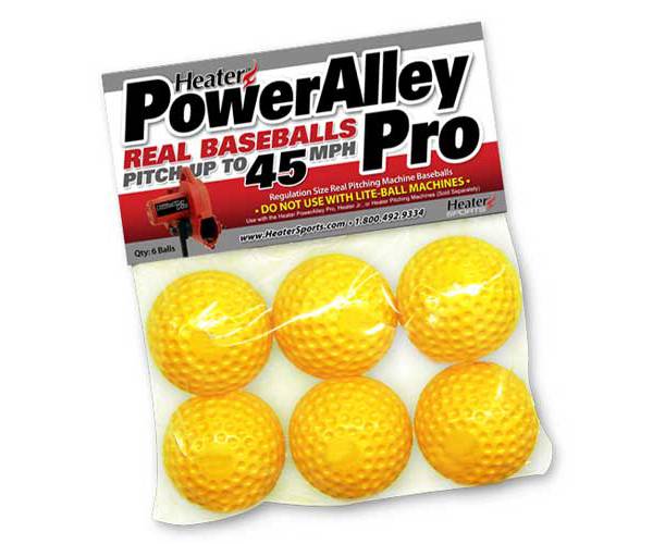 Heater PowerAlley Pro Dimpled Pitching Machine Baseballs 6 Pack