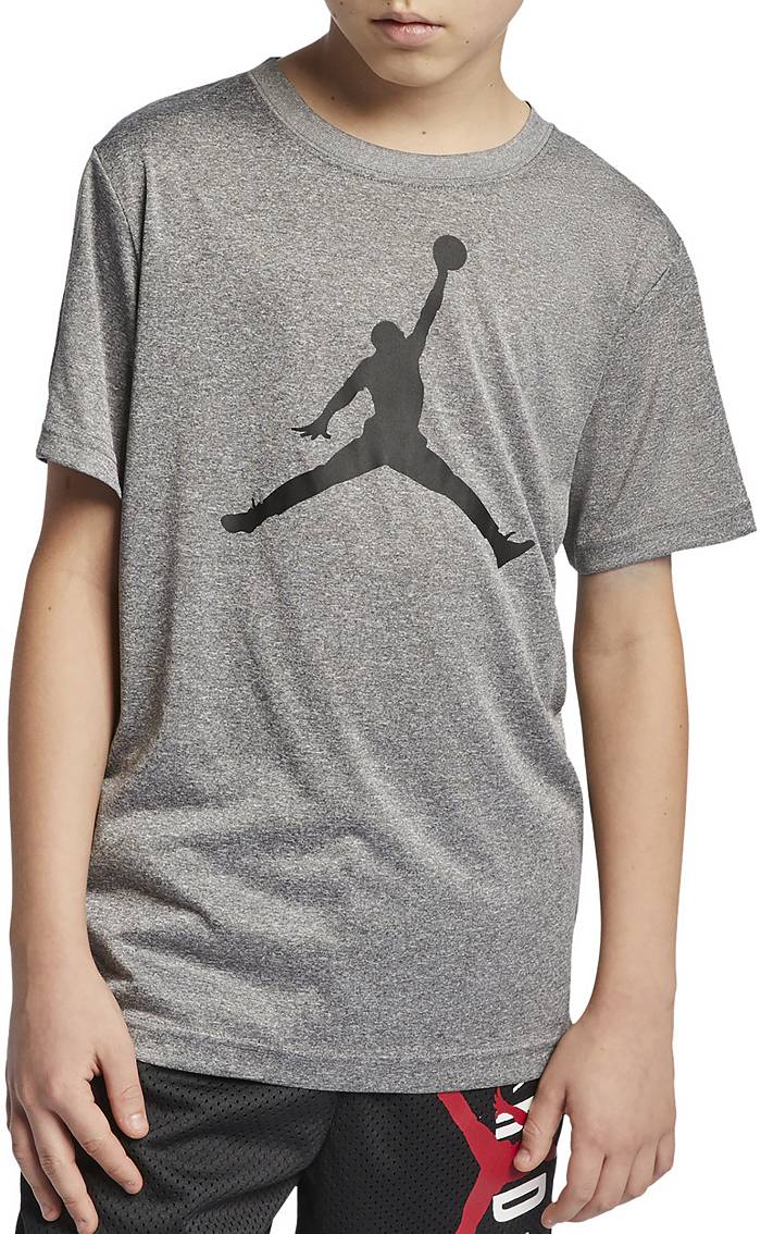 Big Boys Jordan Dri-FIT Jumpman Logo Graphic T-Shirt - Carbon Heather