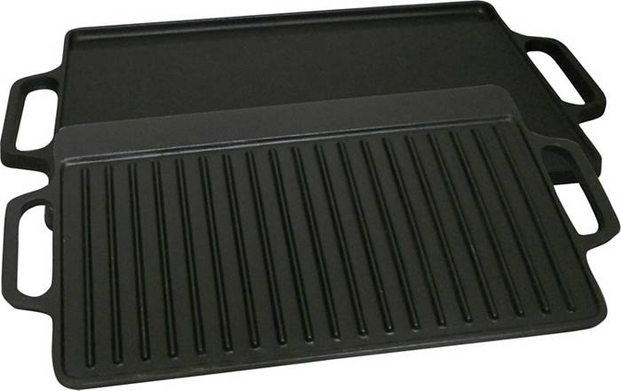 COMMERCIAL CHEF Pre-Seasoned Cast Iron Reversible Grill Griddle 20 x 10,  Black