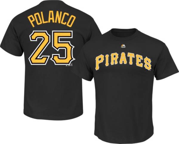 Majestic Men's Pittsburgh Pirates Gregory Polanco #25 Black T-Shirt