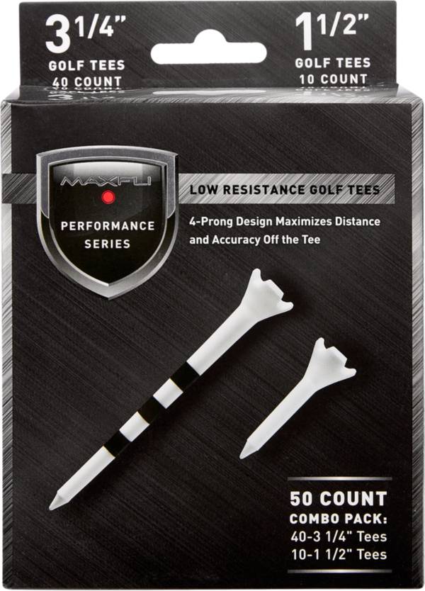 Maxfli Performance Series Low Resistance 3 1/4'' & 1 1/2'' White Golf Tees - 50 Pack product image