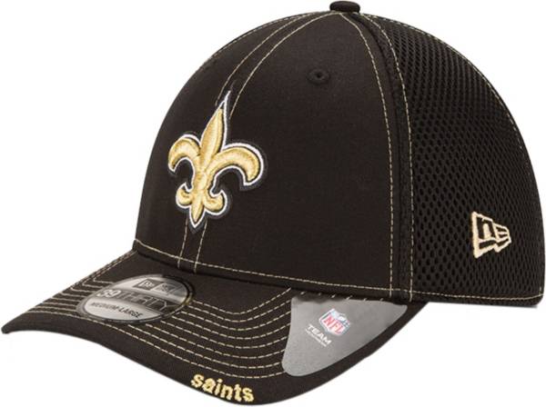 New Era Orleans saints 39thirty flexfit Hat draft black mesh logo patch cap  S/M