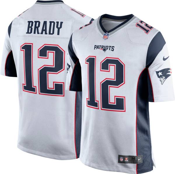 Nike Men S New England Patriots Tom Brady 12 White Game Jersey Dick S Sporting Goods