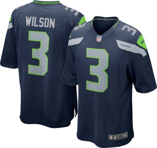 Nike Men's Seattle Seahawks Russell Wilson #3 Navy Game Jersey