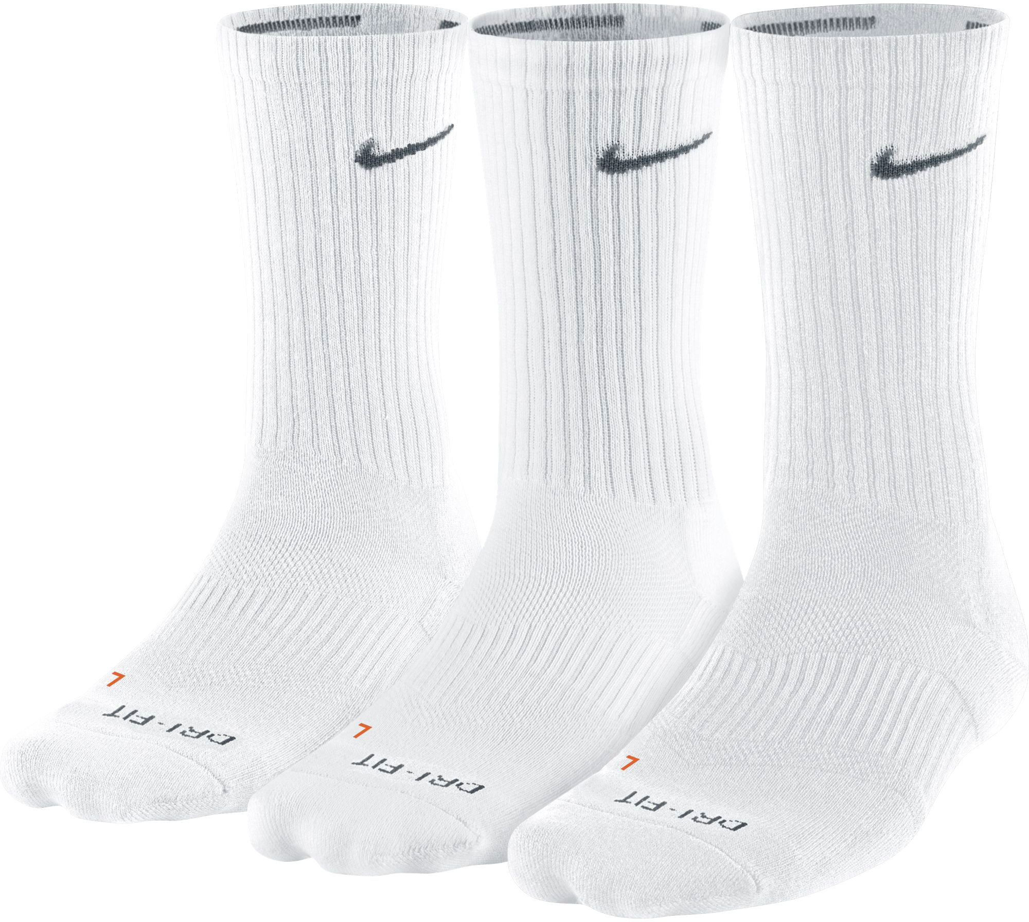 nike men's dri fit socks white