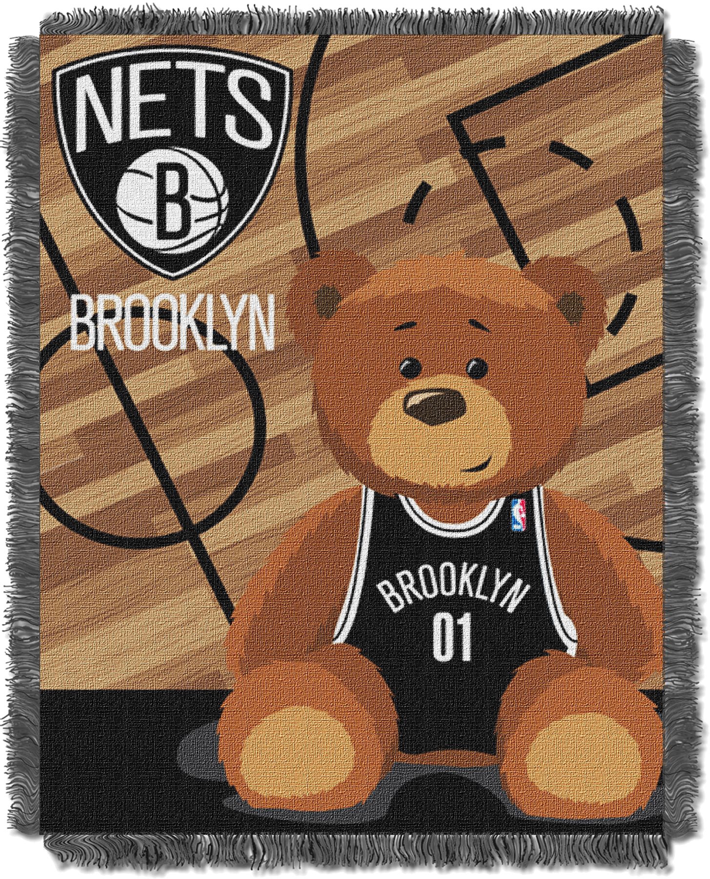 TheNorthwest Brooklyn Nets 36'' x 46'' Half Court Jacquard Woven Baby Blanket