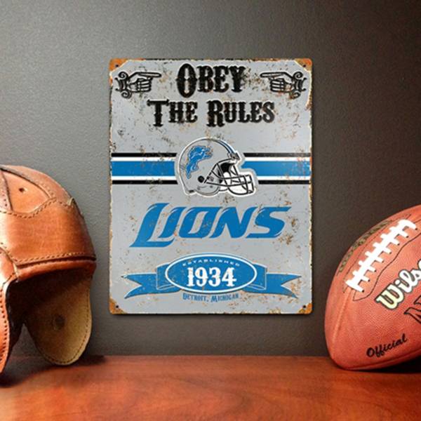 Party Animal NFL Detroit Lions Embossed Metal Sign