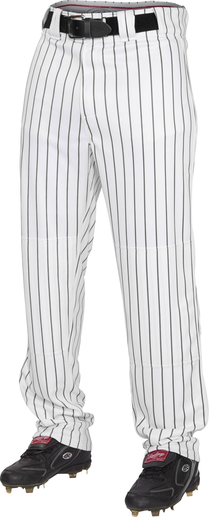white and black pinstripe pants