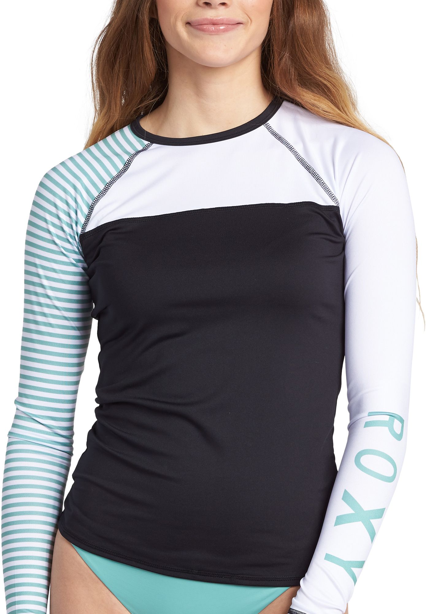 Roxy women's stripe store long sleeve rash guard