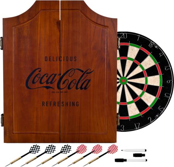 Trademark Games Coca Cola Wood Dart Cabinet Set Dick S Sporting