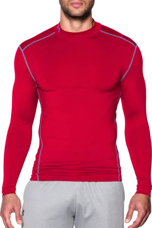 Under Armour Cold Gear Armour long sleeve mock neck compression t-shirt in  white