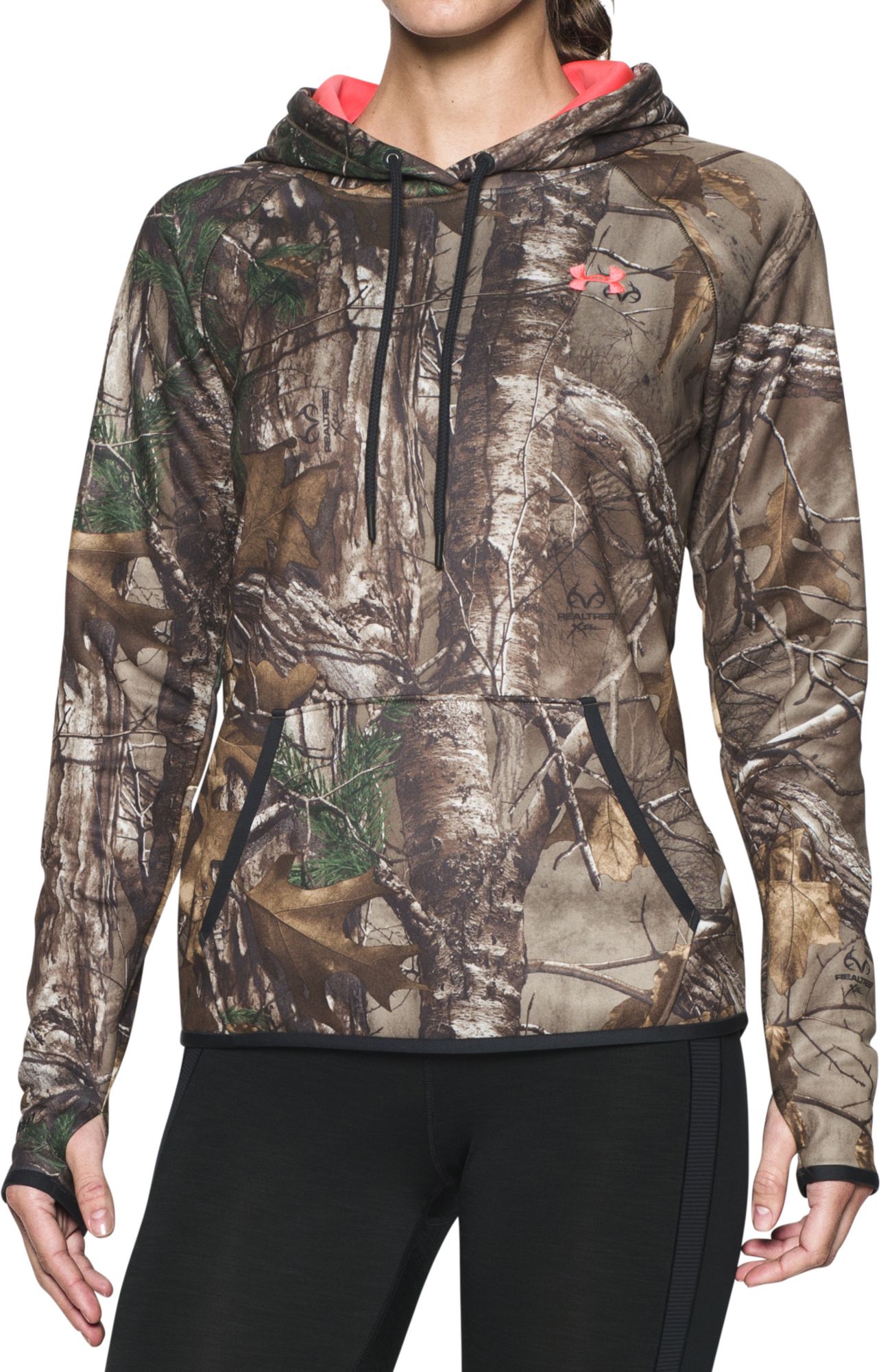 camo under armour hoodie with pink logo