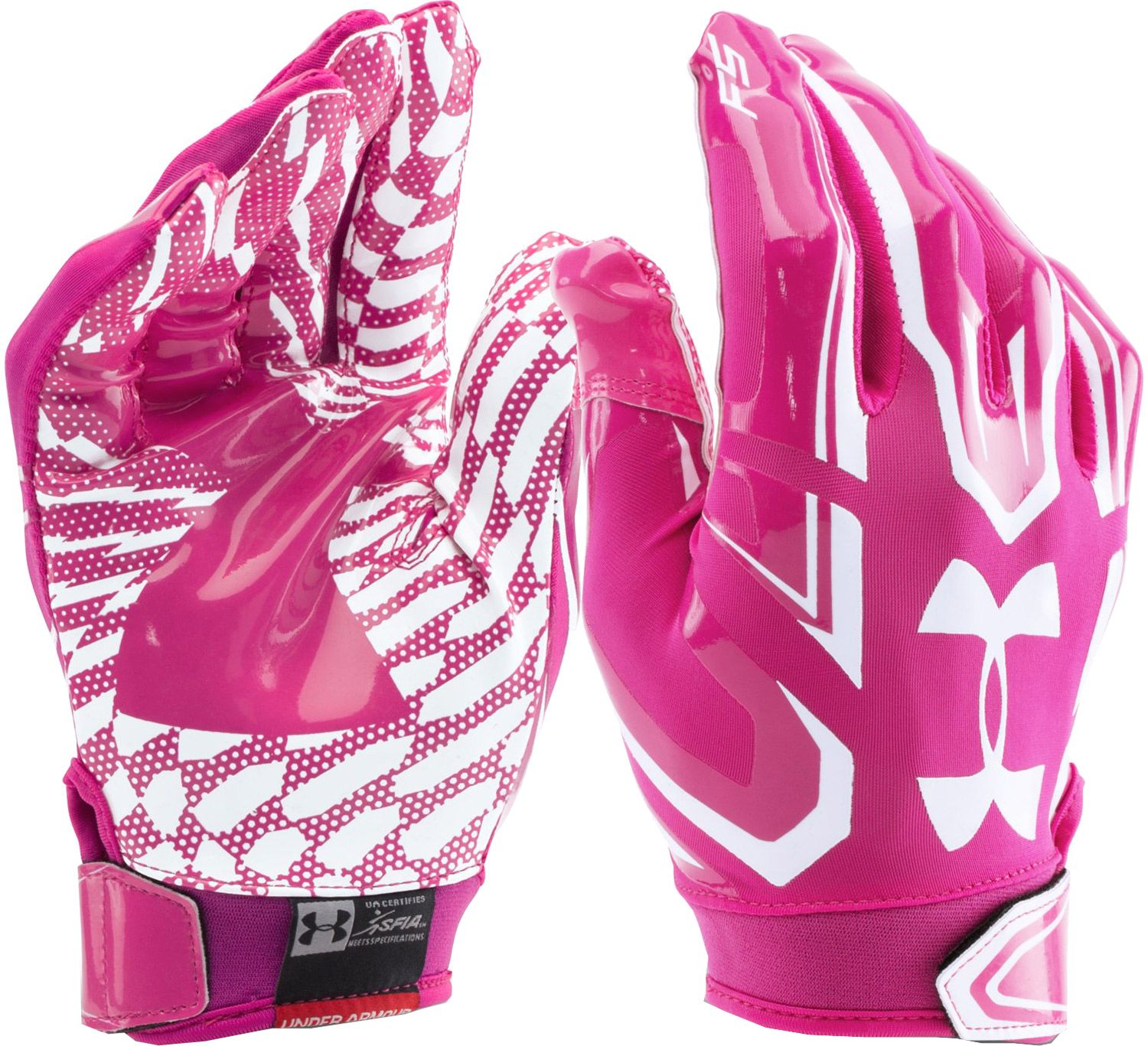 Under armour youth pink deals football gloves