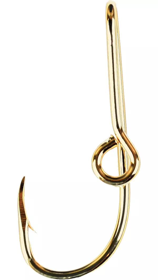 Fish Hook Fisherman Fishing Gold-Tone Hat Lapel Pin (71)