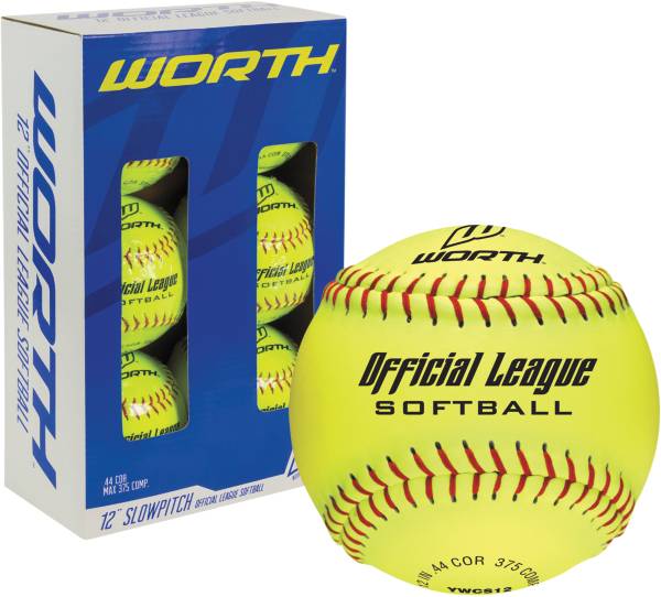 Worth 12" Official League Slowpitch Softballs 6 Pack Dick's