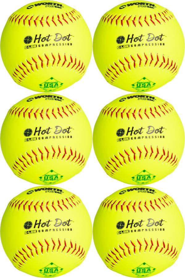 Worth 12" ASA Hot Dot Slow Pitch Softballs - 6 Pack product image