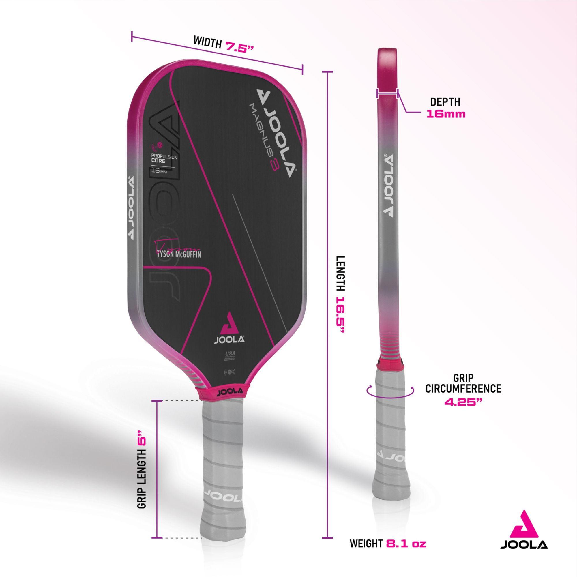 JOOLA Tyson McGuffin Magnus 3 16mm Pickleball Paddle product image