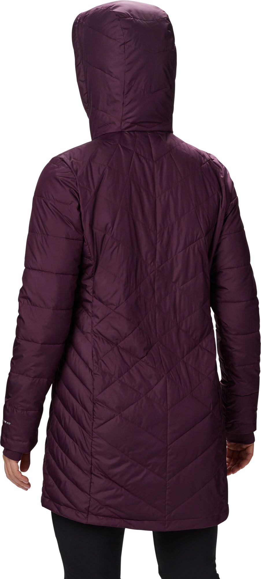 columbia women's heavenly long hooded jacket dark plum