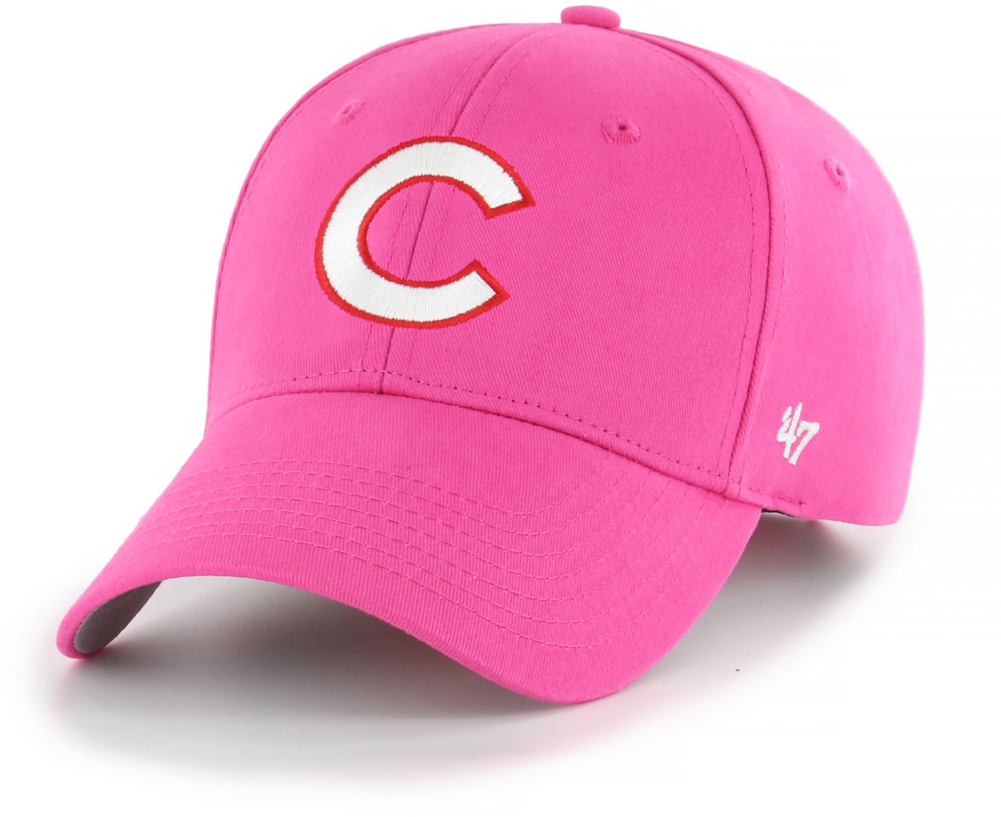 cubs fan green shirt pink hat