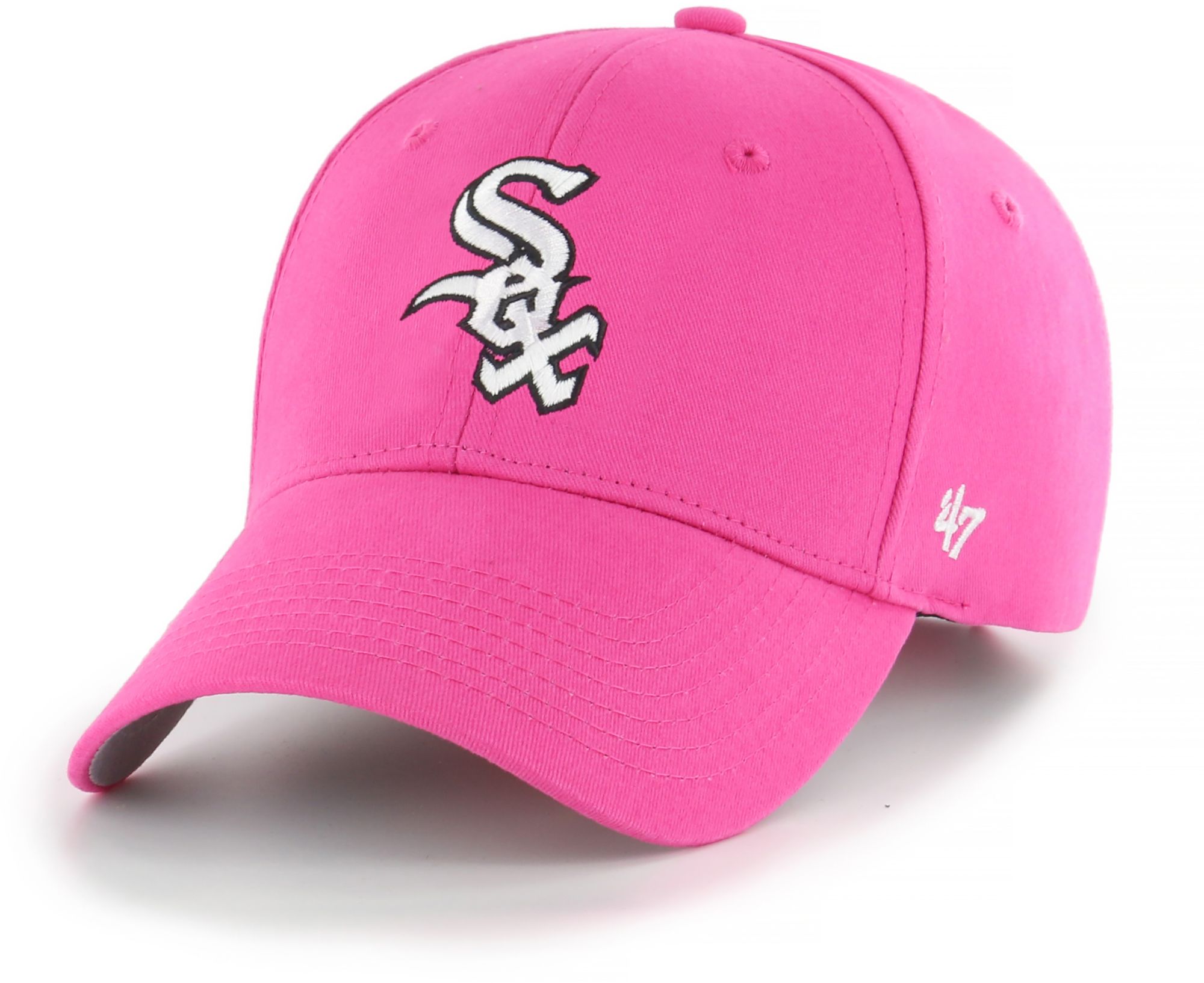 white and pink hat