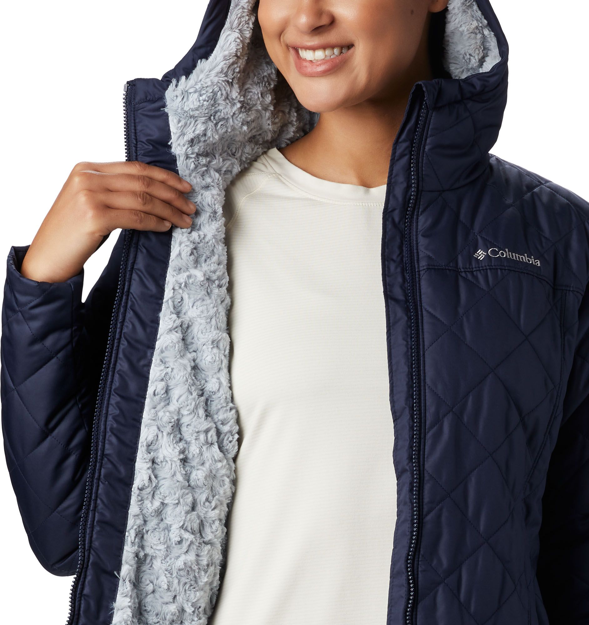 plus size columbia copper crest hooded quilted jacket