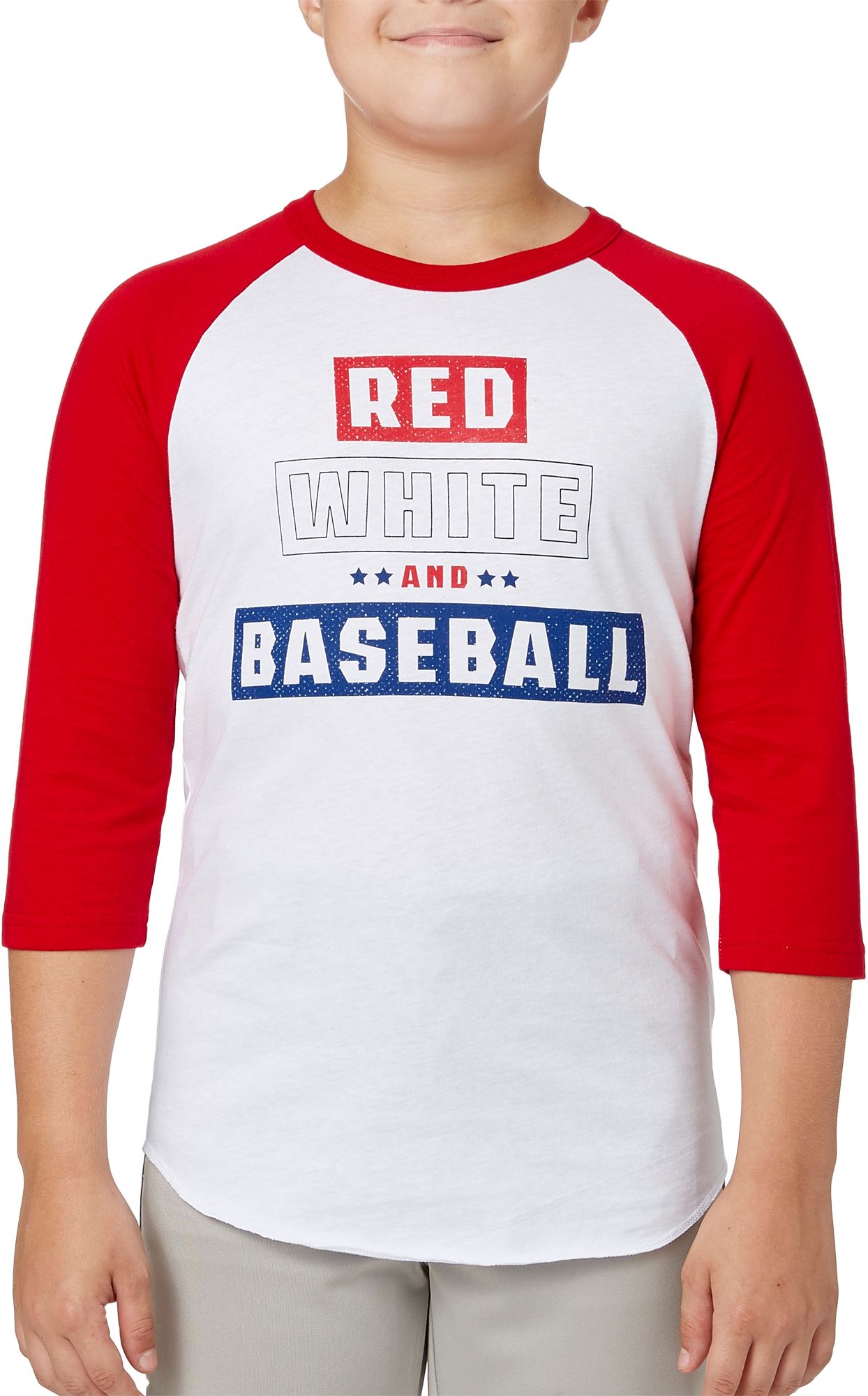 red white baseball shirt