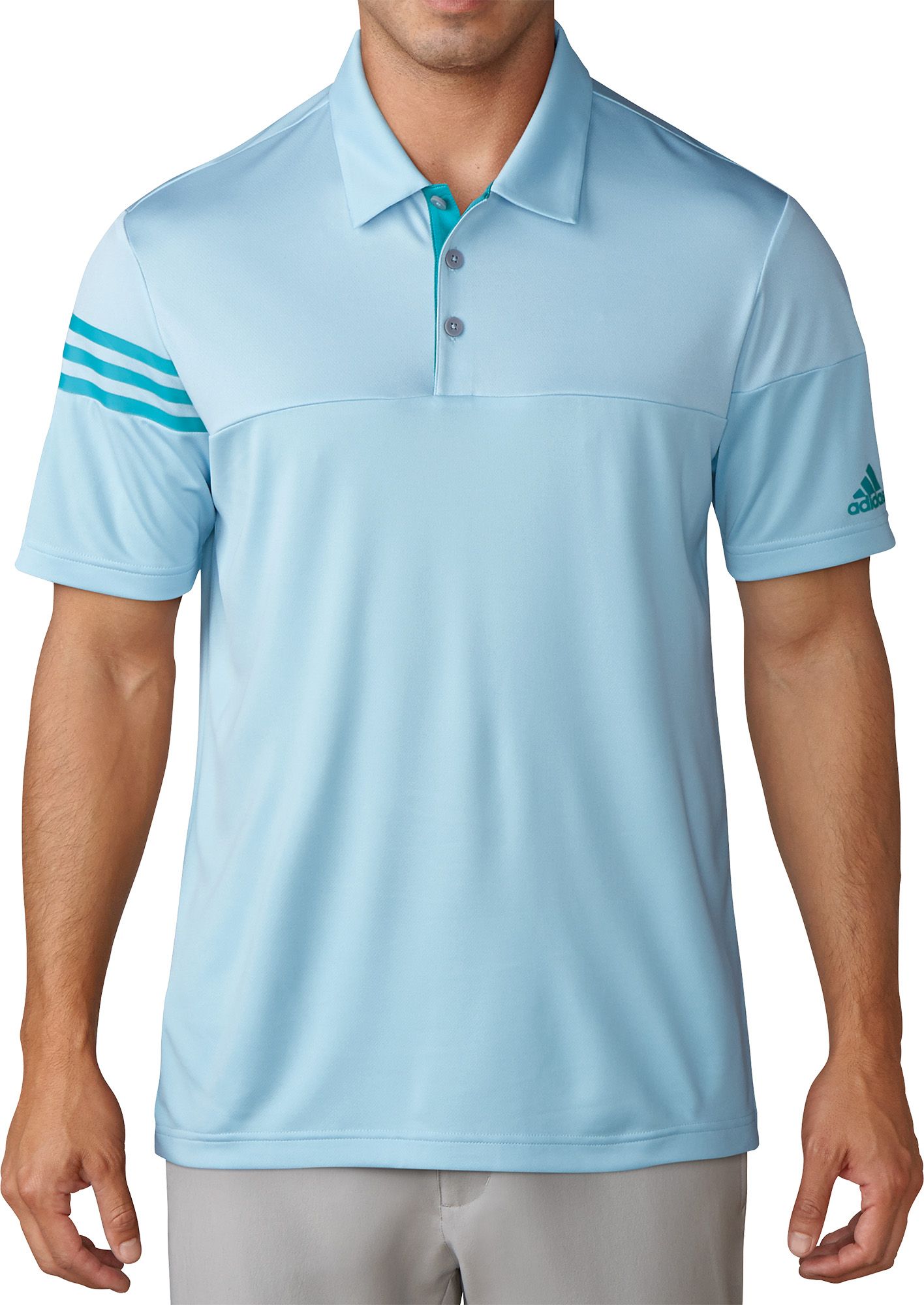 adidas 3 stripe heather block golf polo shirt