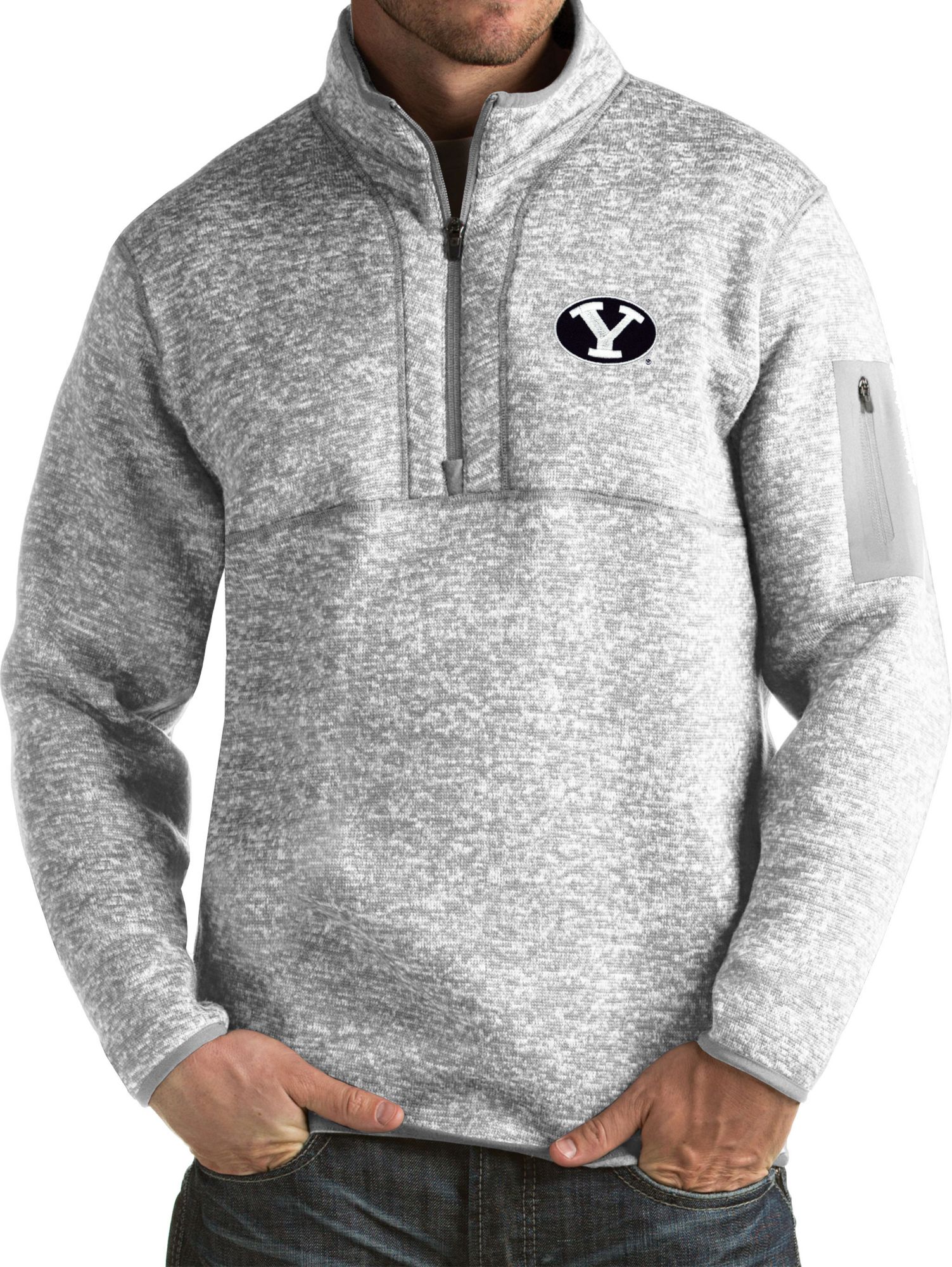 Antigua Men's BYU Cougars Grey Fortune Pullover Jacket