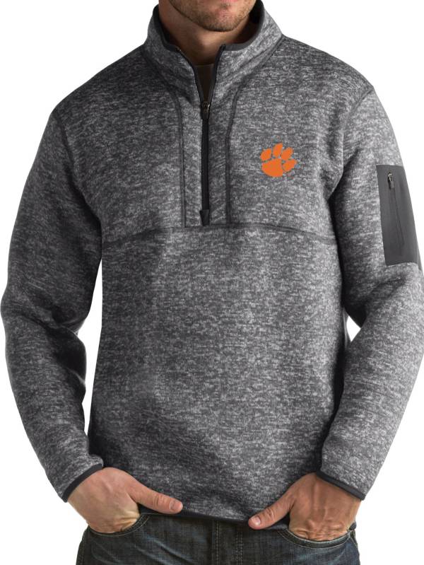 Antigua Men's Clemson Tigers Grey Fortune Pullover Jacket product image