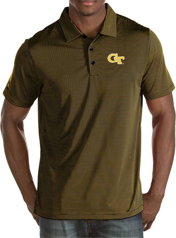 Antigua Men's Georgia Tech Yellow Jackets Black Quest Polo