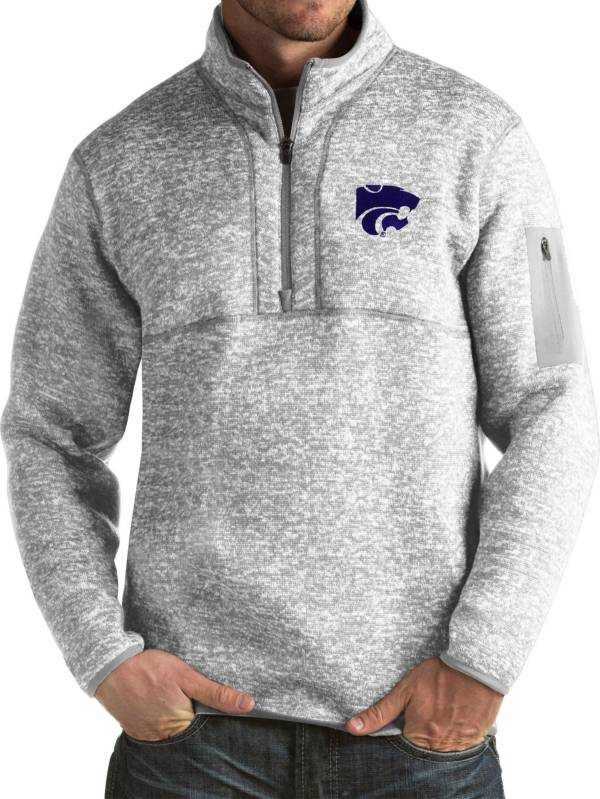 Antigua Men's Kansas State Wildcats Grey Fortune Pullover Jacket product image