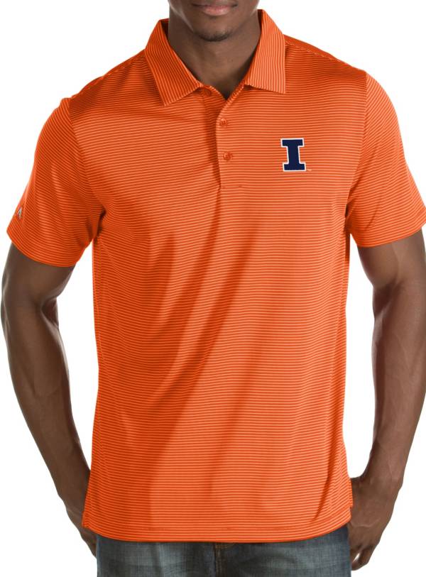 Antigua Men's Illinois Fighting Illini Orange Quest Polo