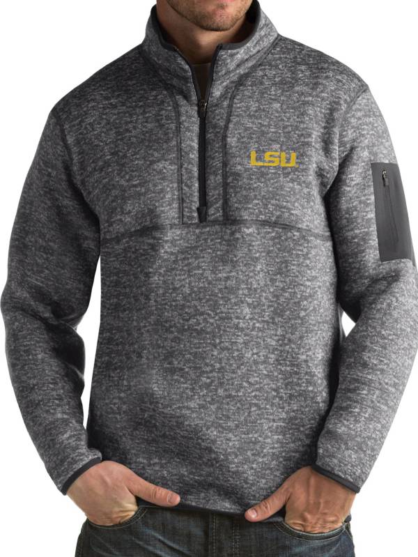 Antigua Men's LSU Tigers Grey Fortune Pullover Jacket product image