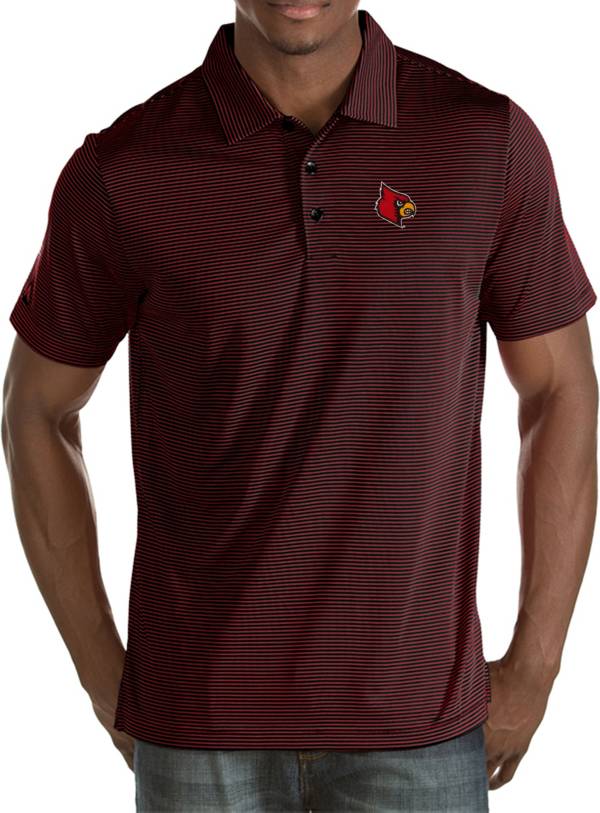 Antigua Men's Louisville Cardinals Black Quest Polo