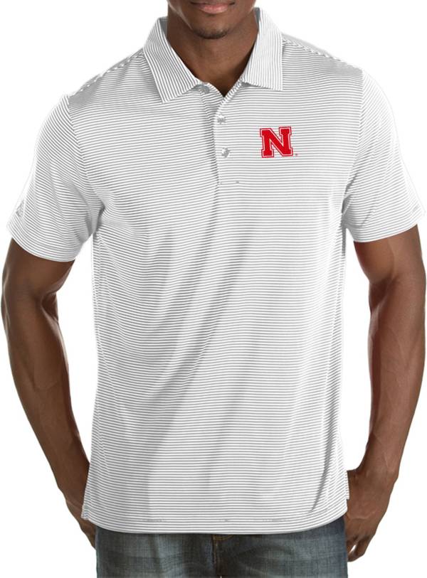 Antigua Men's Nebraska Cornhuskers White Quest Polo