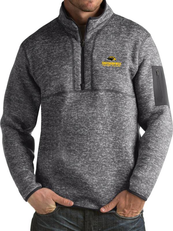 Antigua Men's Southern Miss Golden Eagles Grey Fortune Pullover Jacket product image