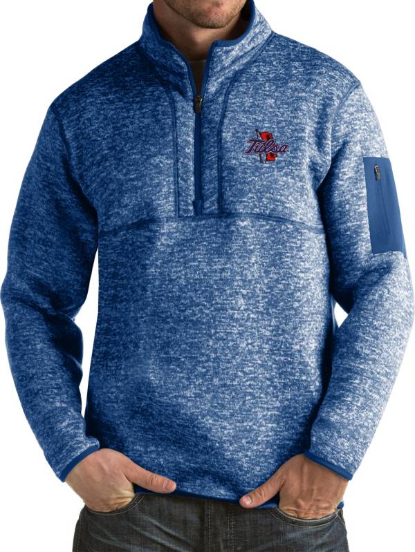 Antigua Men's Tulsa Golden Hurricane Blue Fortune Pullover Jacket product image