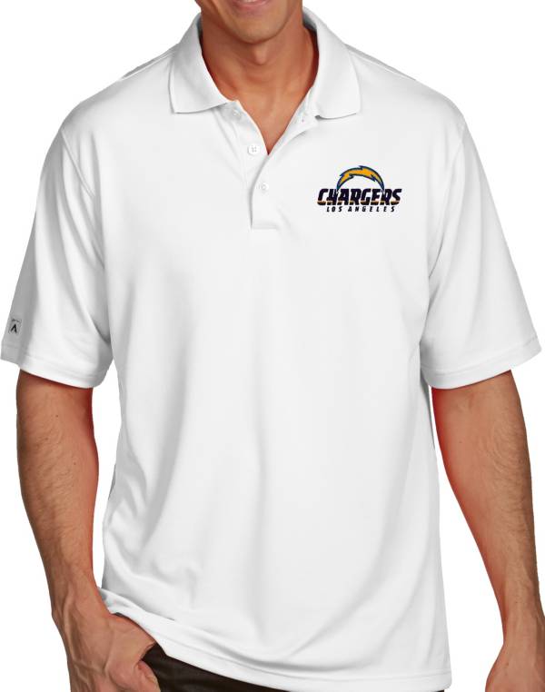 Antigua Men's Los Angeles Chargers Pique Xtra-Lite White Polo product image