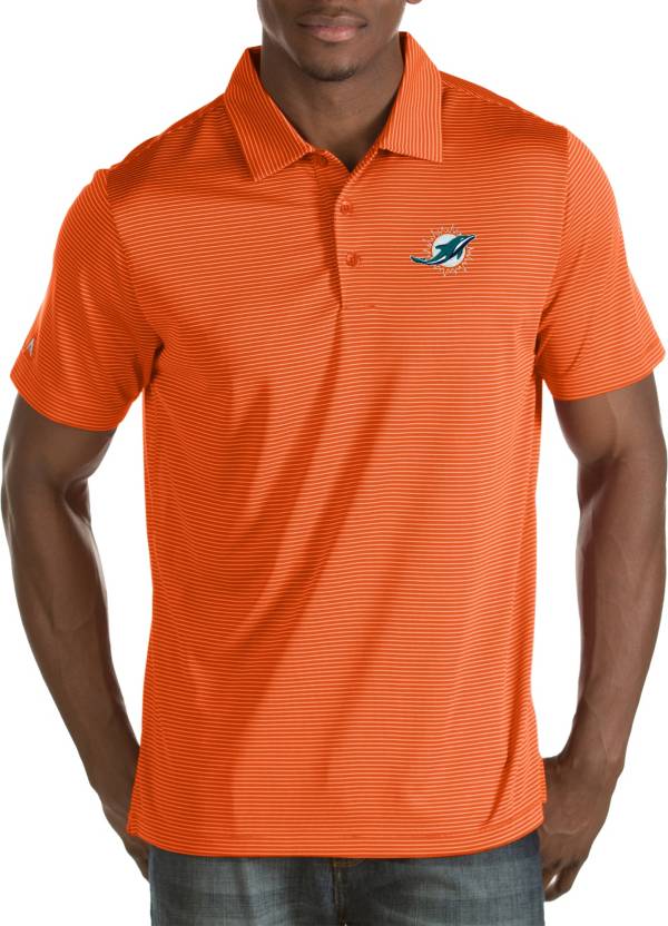 Antigua Men's Miami Dolphins Quest Orange Polo