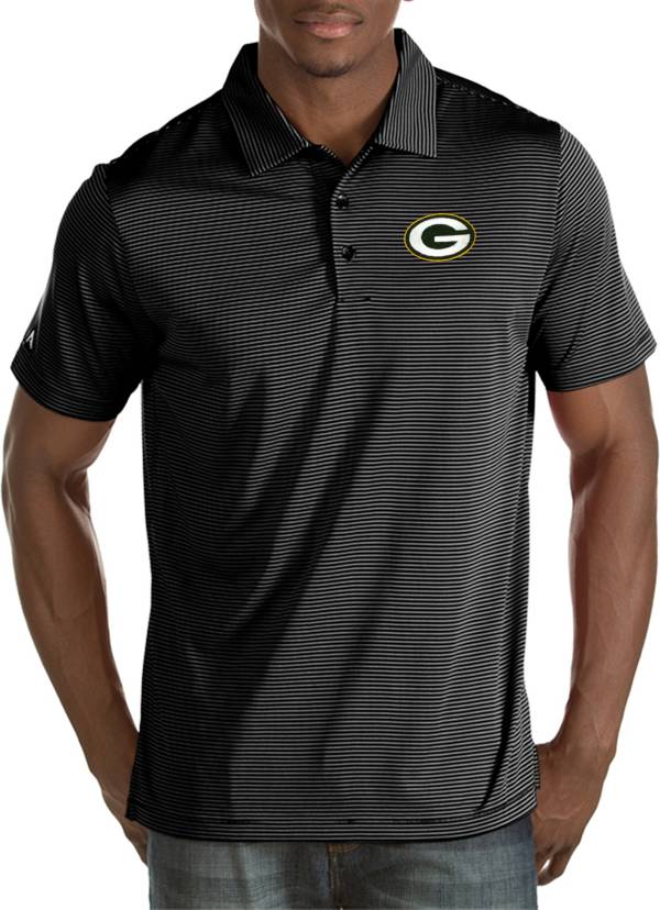 Antigua Men's Green Bay Packers Quest Black Polo product image